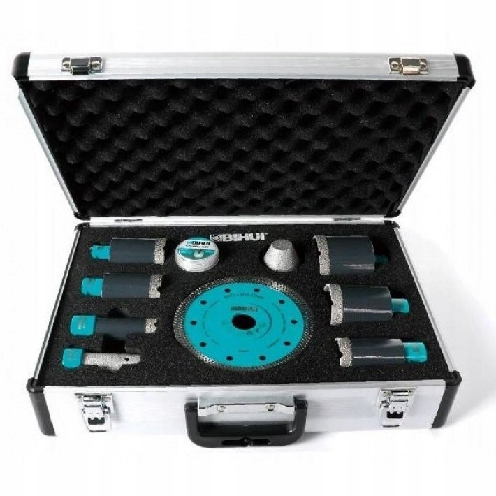 BIHUI ZESTAW WIERTEŁ KORONOWYCH OTWORNIC DIAMENTOWYCH W WALIZCE DBDMS10