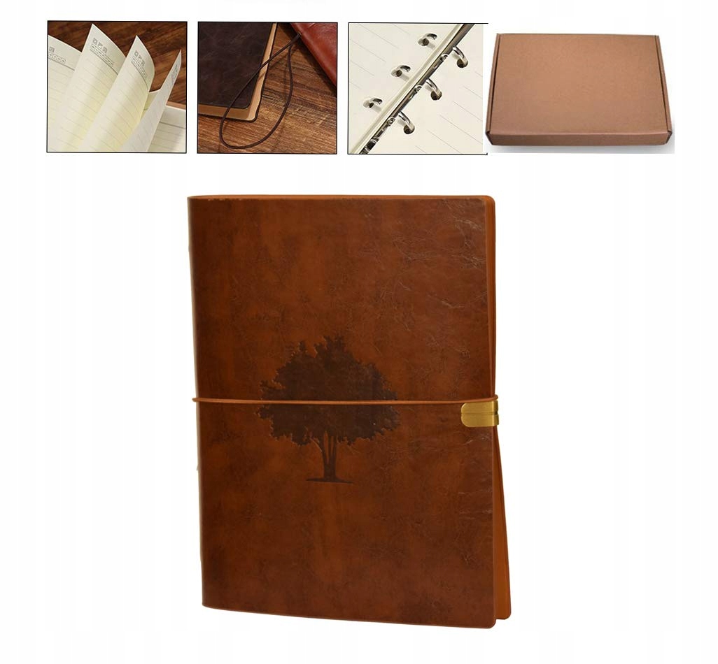 NOTATNIK ZESZYT VINTAGE SKÓRA EKOLOGICZNA SKÓRZANY KÓŁECZKA