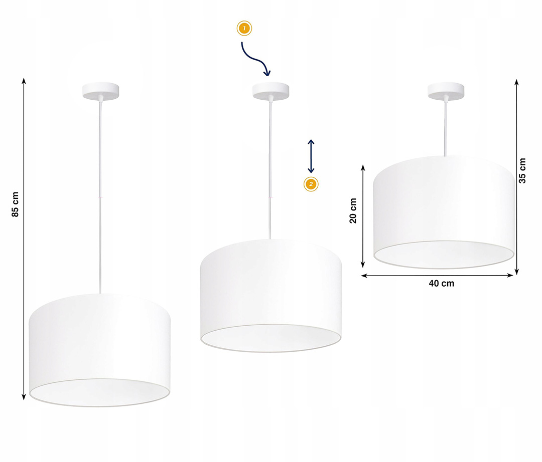 LAMPA WISZĄCA ŻYRANDOL SUFITOWA ABAŻUR 40 CM BIAŁY NOWOCZESNA Marka INECT