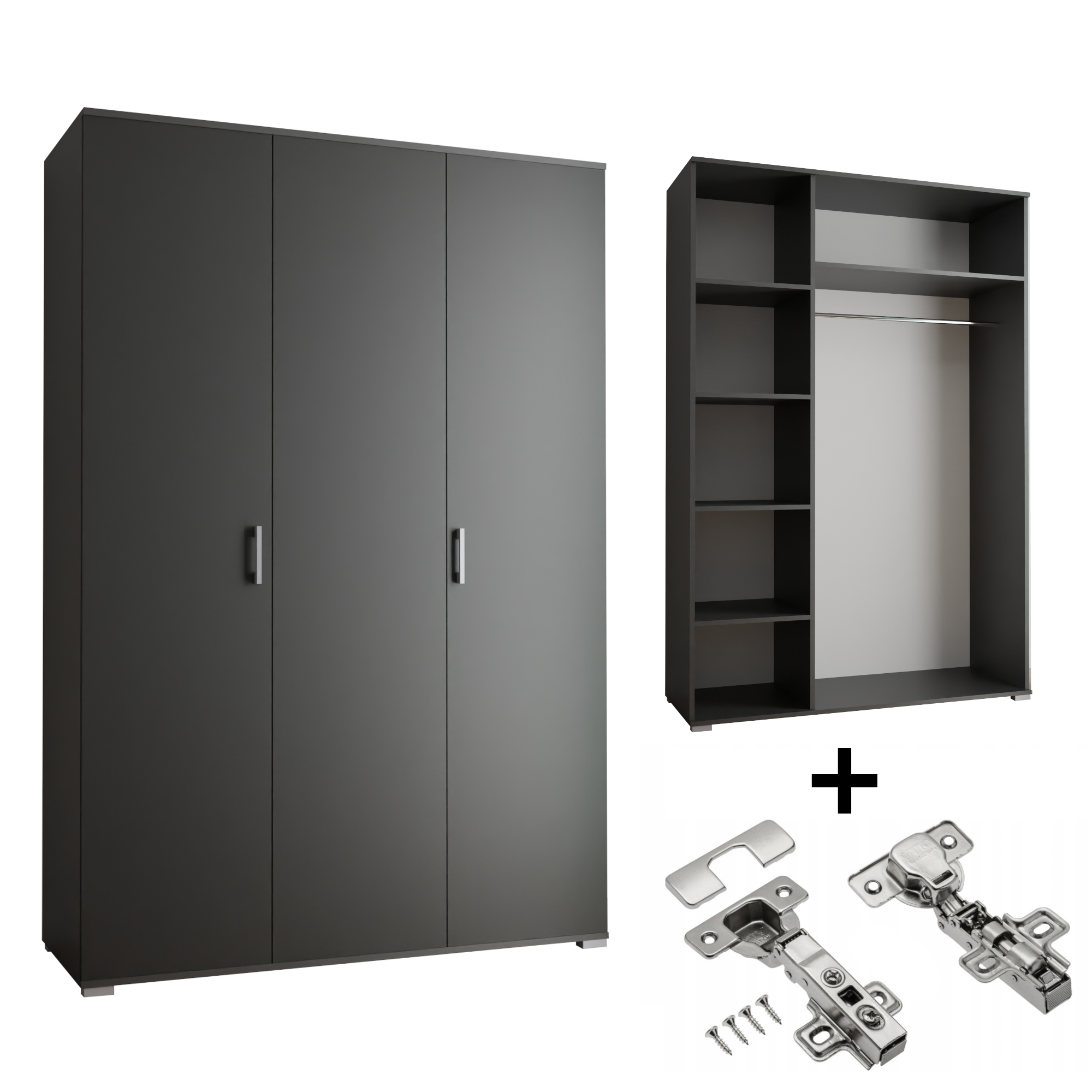 Skříň 3-D 120 x 192 x 51 cm Černá S Tlumením Dovírání