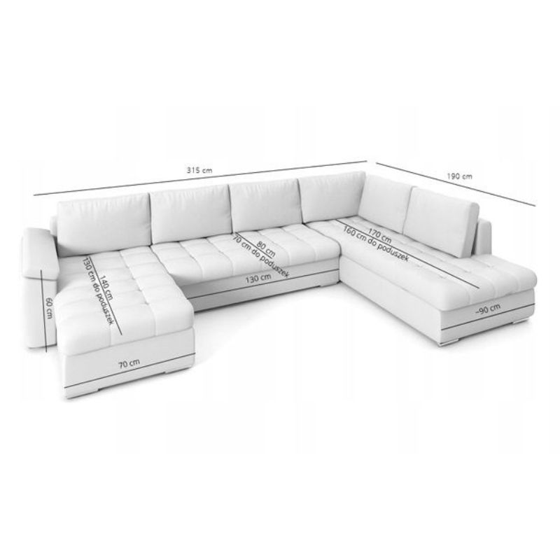 PRAWOSTRONNY NAROŻNIK KOMFORTOWA ROGÓWKA VEGAS Głębokość mebla 190 cm