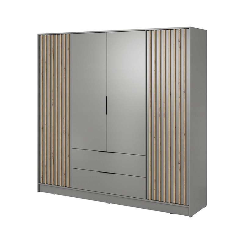 Pojemna Szafa Ubraniowa LAMELE 206cm Kolor Szary