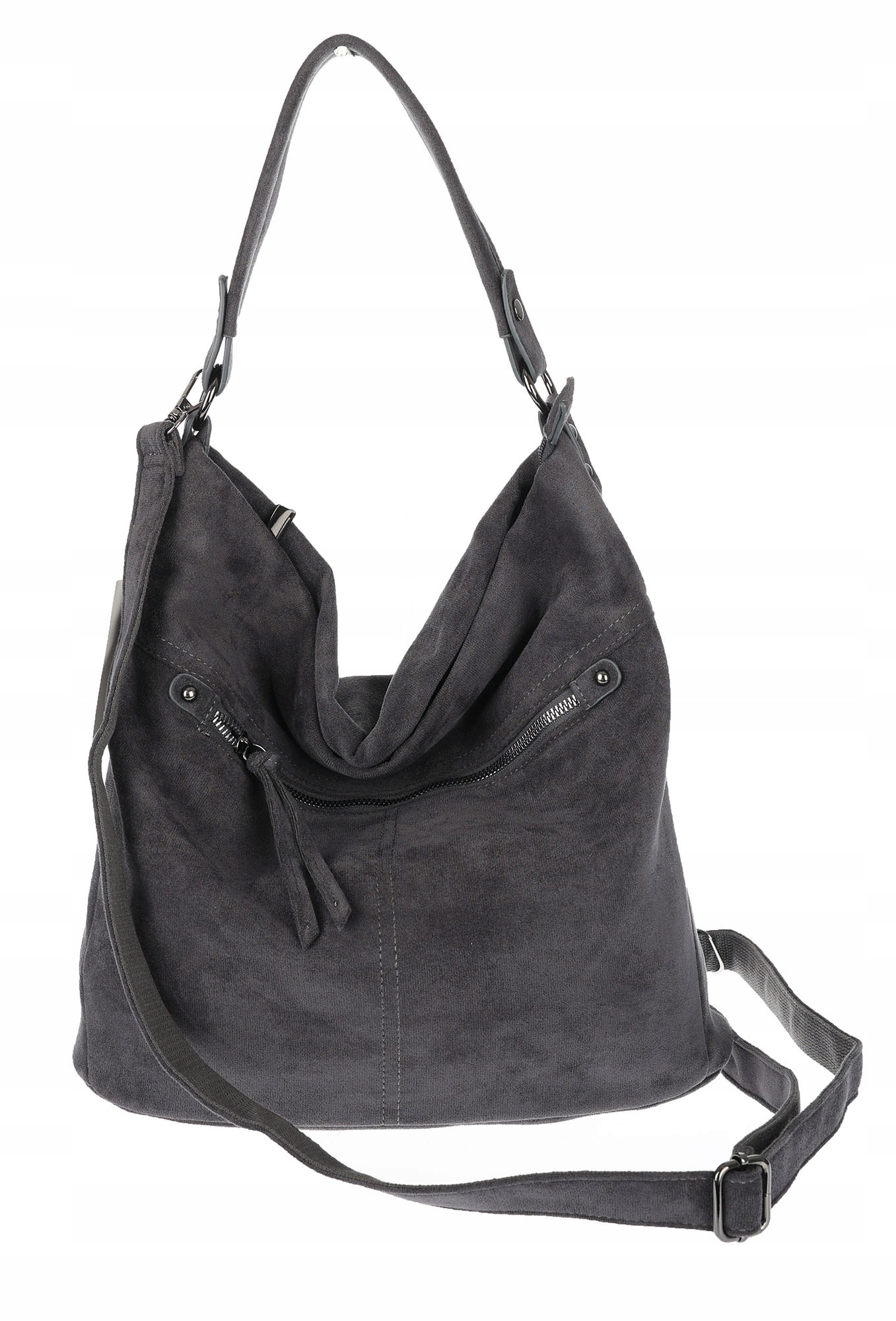 Dámská shopper kabelka semišová taška přes rameno do ruky lehká PB40 Šedá