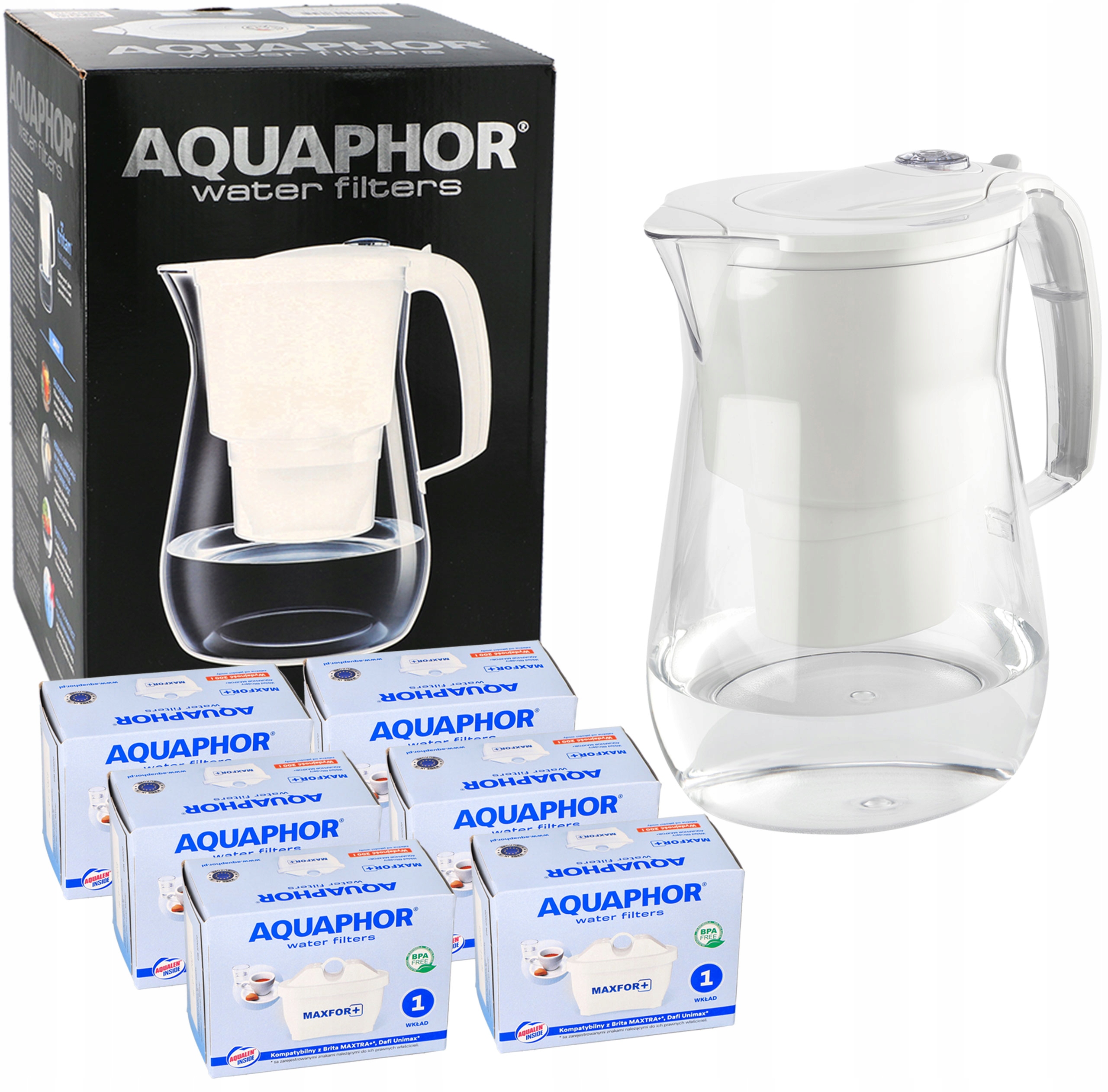 Dzbanek filtrujący wodę Aquaphor Onyx 4.2 L Biały Tritan 6 Filtrów duży