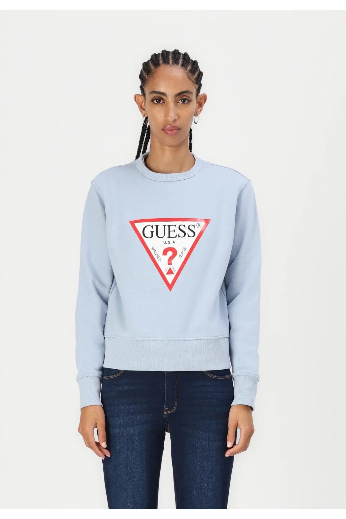 Guess Jeans Mikina Modrá S Potiskem Loga Guess U.s.a. M 5GA