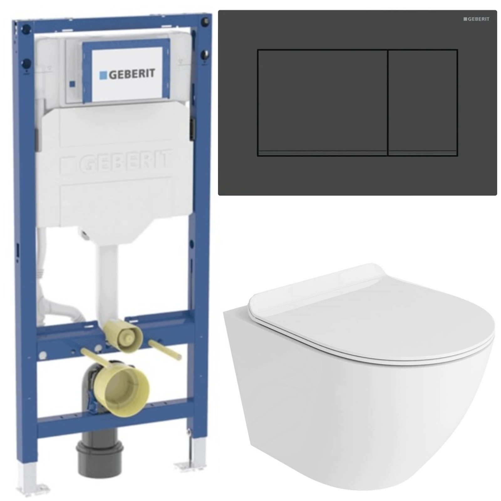 Geberit Zestaw Podtynkowy Wc Lavita Miska Wisząca Rimless Przycisk Czarny