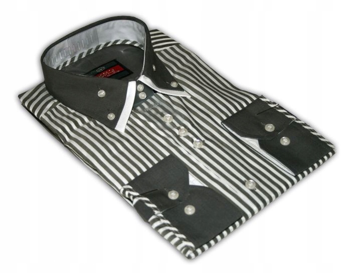 

Zx1 Koszula męska Paski Szara slim fit L 41/42