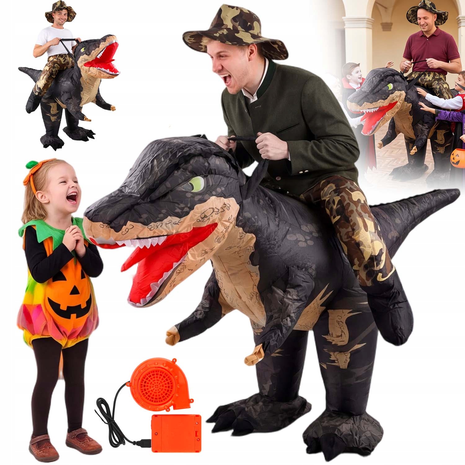 Dinosaurus Nafukovací Kostým Gigant Převlek Kostým Dospělý 150-190 cm