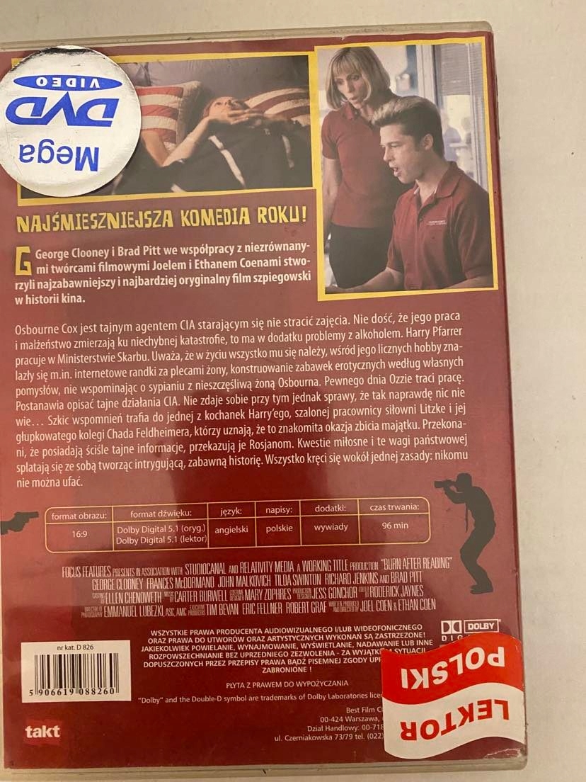Film TAJNE PRZEZ POUFNE DVD BRAD PITT G. CLOONEY Gatunek kryminały