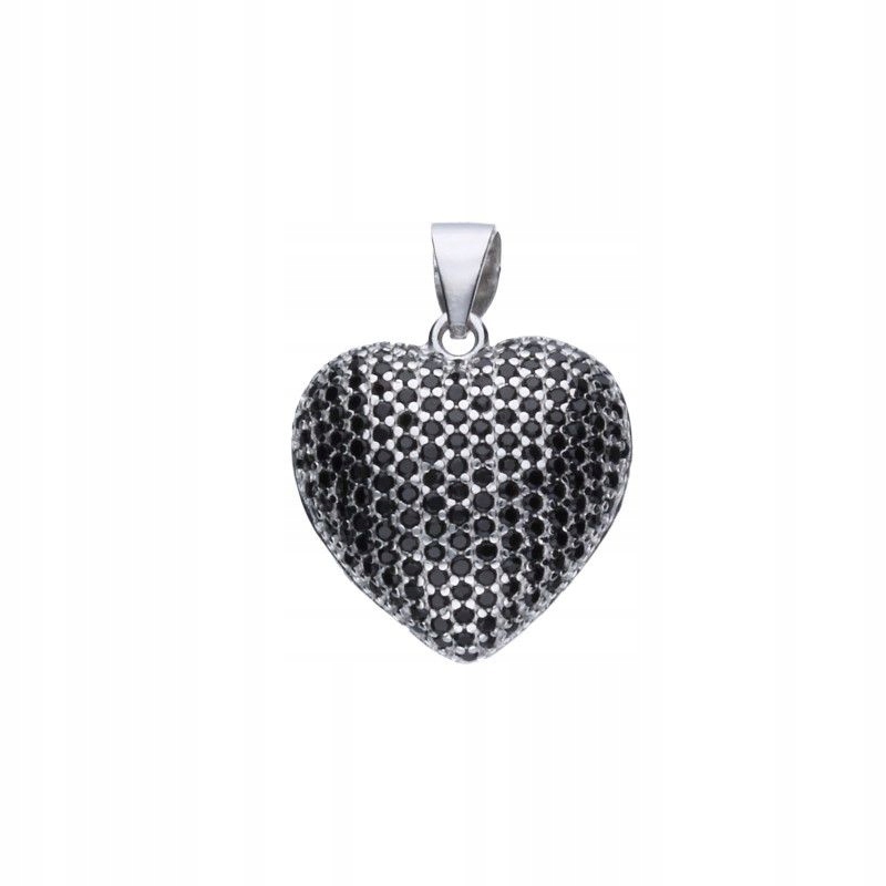 Krásný přívěsek Srdce Stříbro 925 s černými zirkony 15 x 16 mm jako dárek
