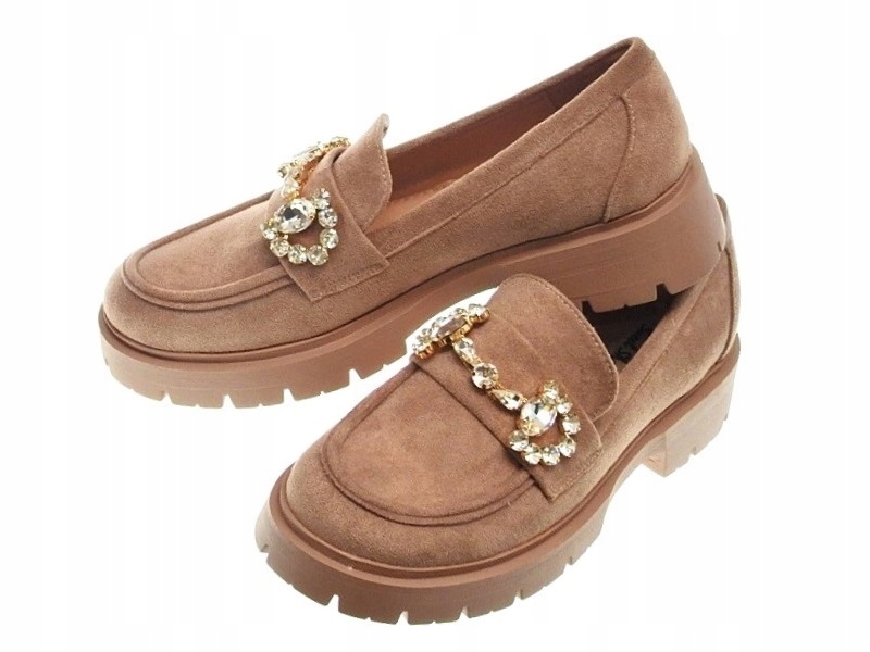 Zamszowe mokasyny półbuty Khaki r.38 Kod producenta 26432