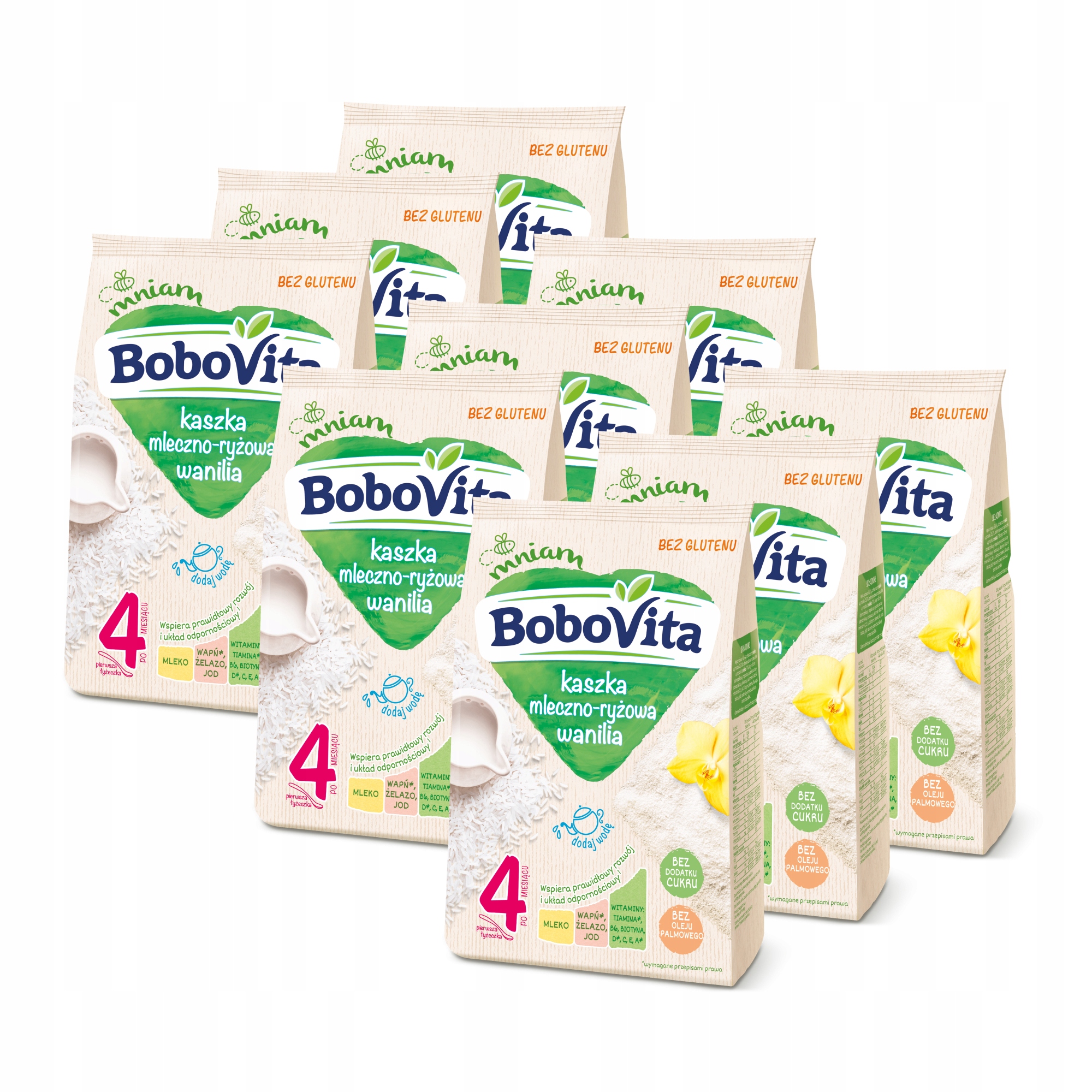 BoboVita Kaszka mleczno-ryżowa wanilia po 4 miesiącu Zestaw 9 x 230 g