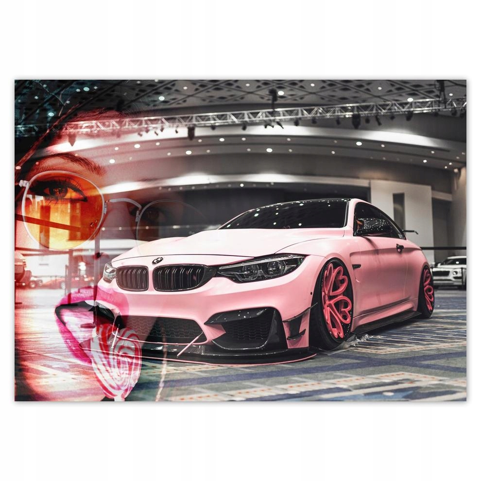 

Plakat 70x50 Różowe Bmw Samochód Laski