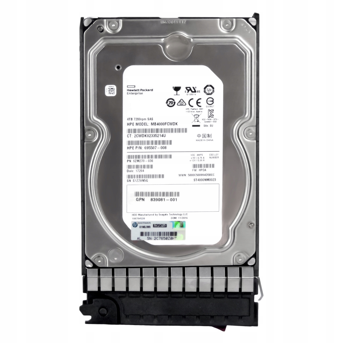 Hp 695507-008 4TB 7.2K 128MB SAS-2 3.5'' MB4000FCWDK