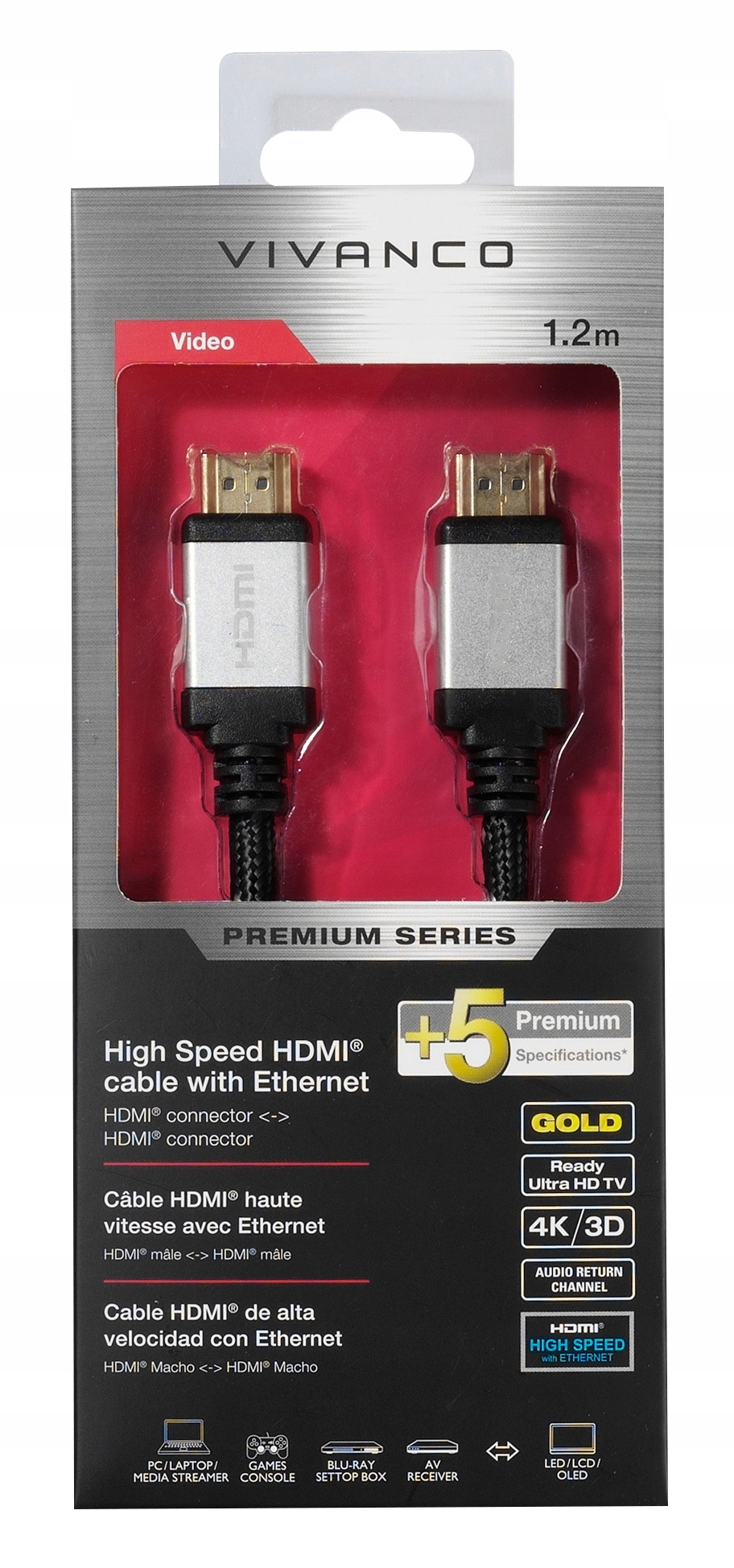 

Hdmi-hdmi 1,2m 2.0 3D Arc 4K Uhd/hdr 18Gbps Jakość