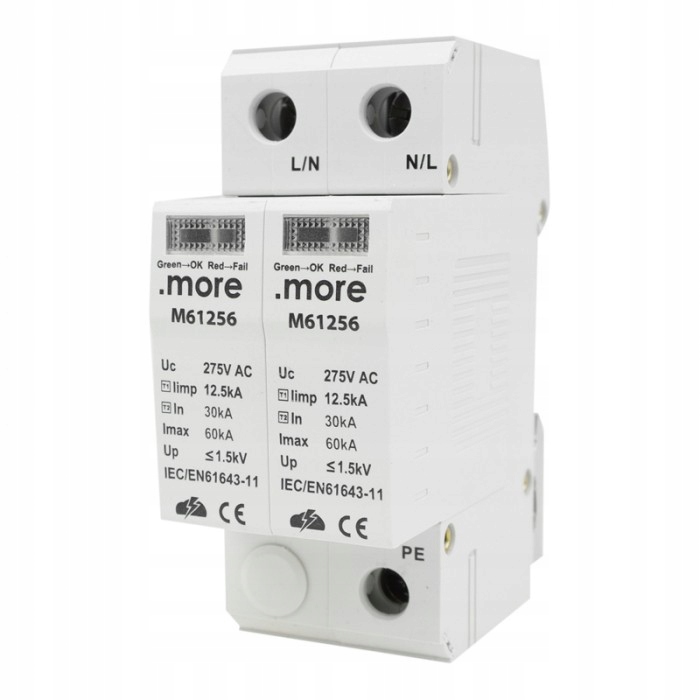 Omezovač přepětí 1-fázový 2P Bc T1T2 12,5kA 30(60)kA Bc More Ecolight