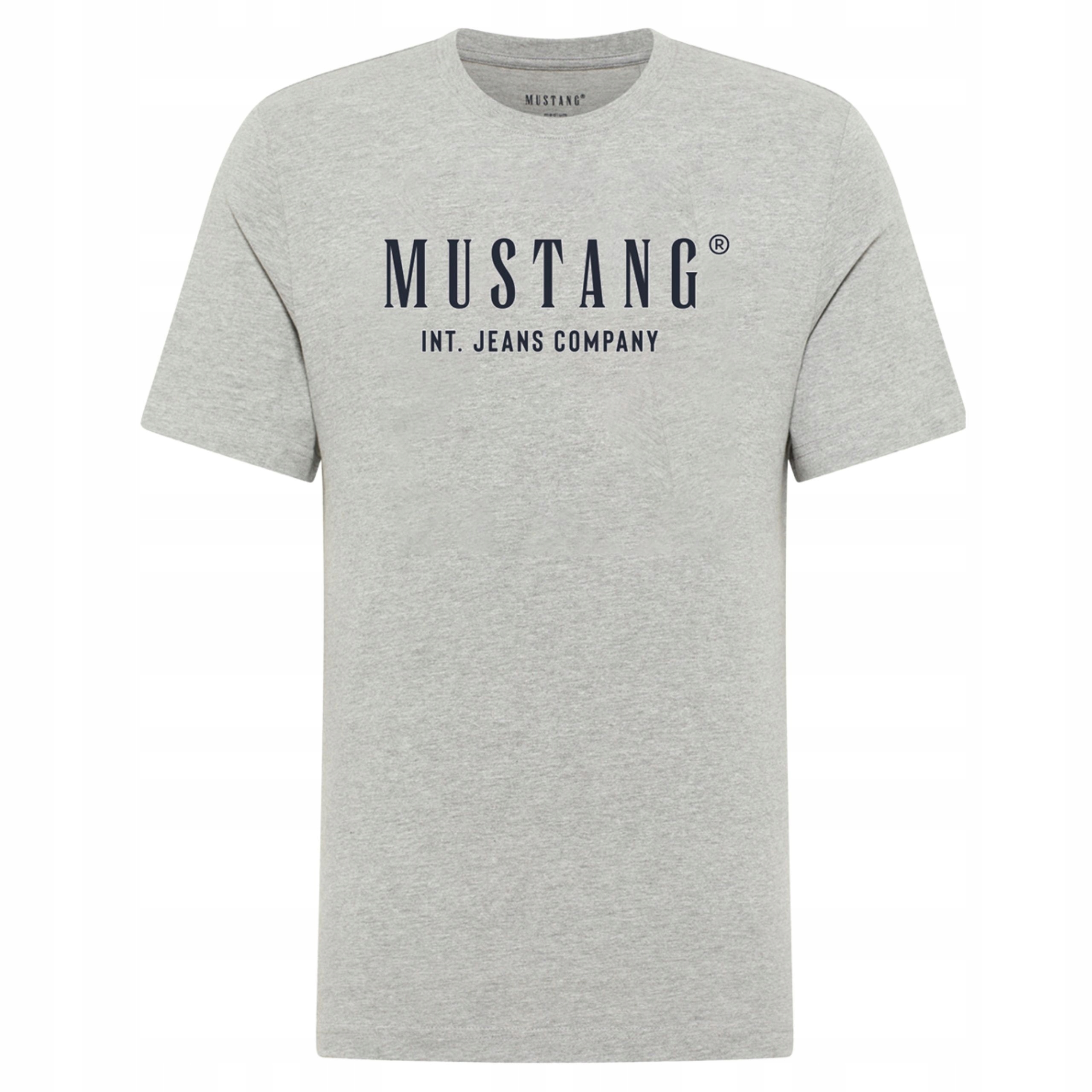Pánské tričko Mustang Style Alex Šedé Melanžové Bavlněné Casual XXL