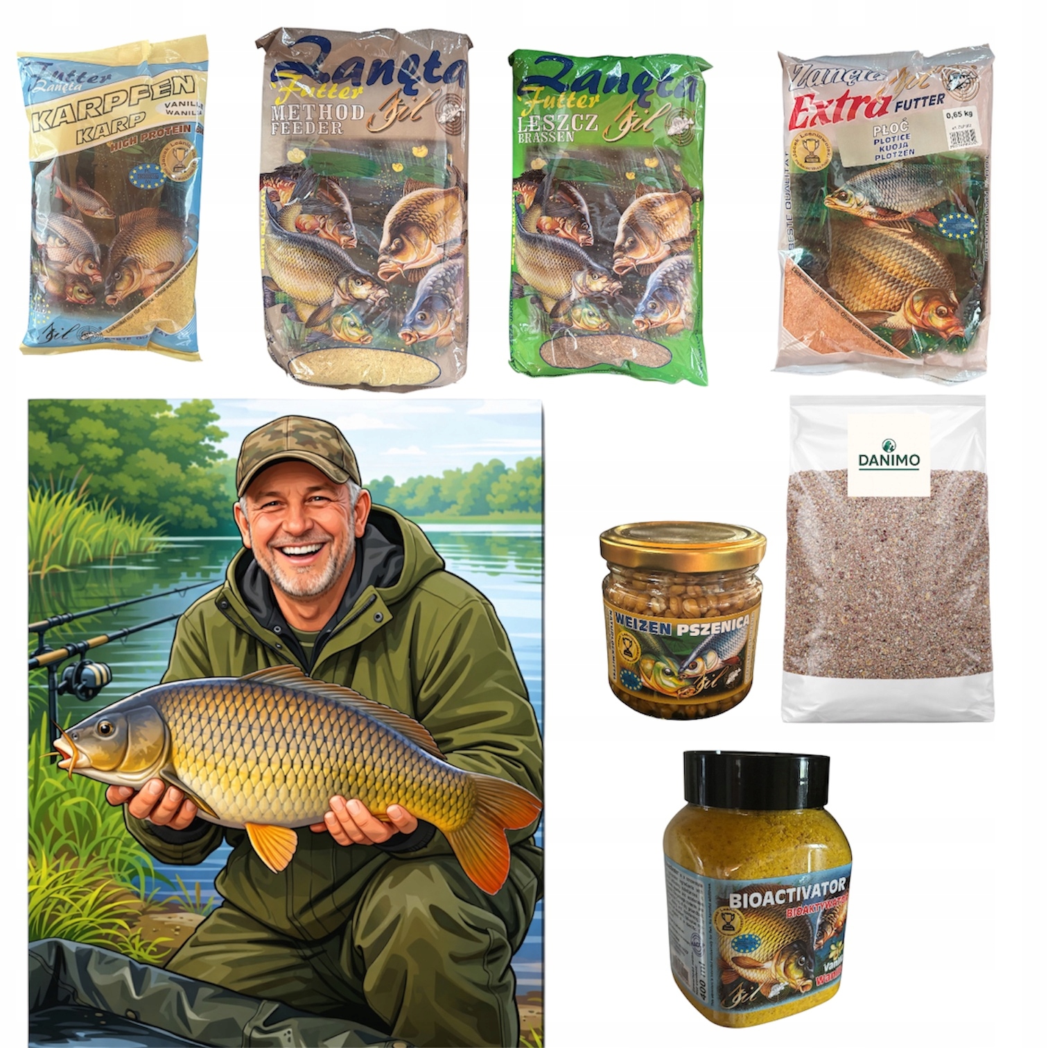 Zestaw Zanęt Na Ryby Stil DANIMO8KG Karp Leszcz Płoć Method Feeder Pszenica