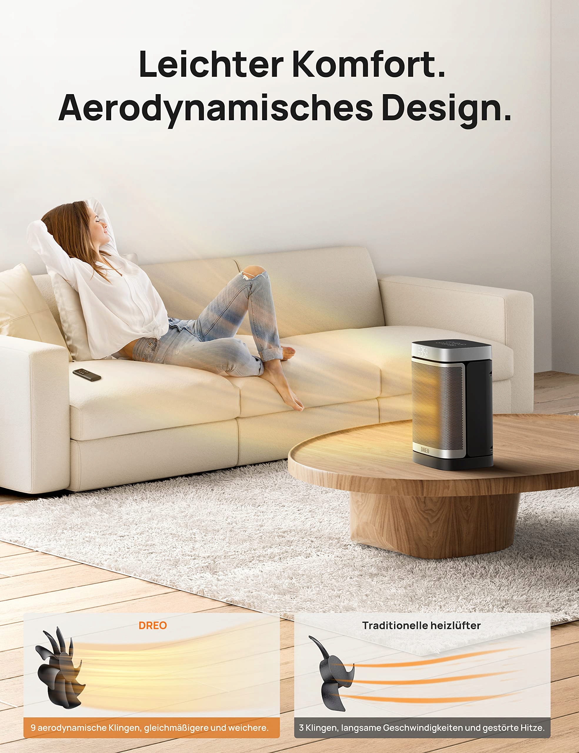 DREO Energooszczędny Grzejnik 1500W WiFi Alexa Google Wersja 3 — miniatura 6