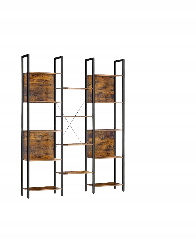 Regál Songmics 128×166×24 cm, odtiene hnedej, moderný a priestranný do domácnosti