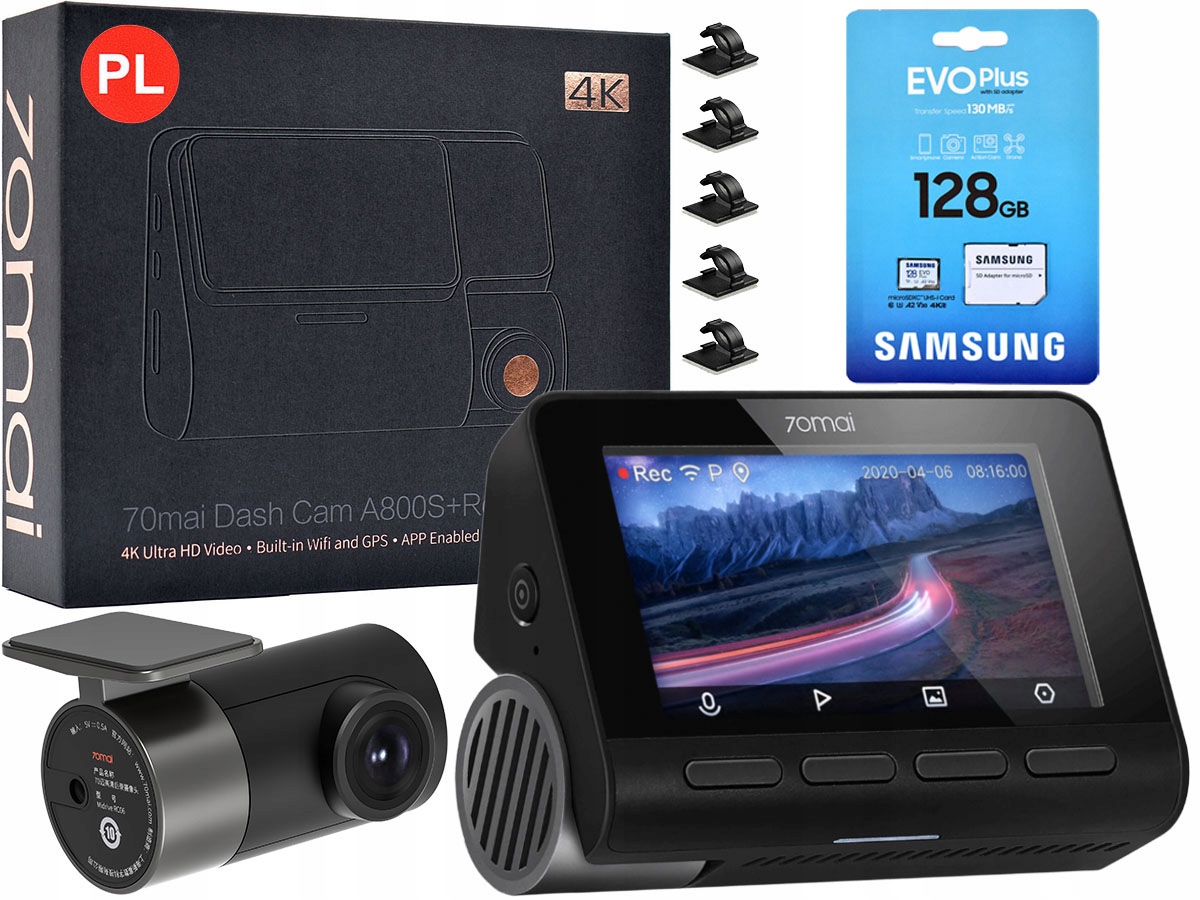 

Kamera 70mai A800S 4K Wsteczna karta 128 Gb