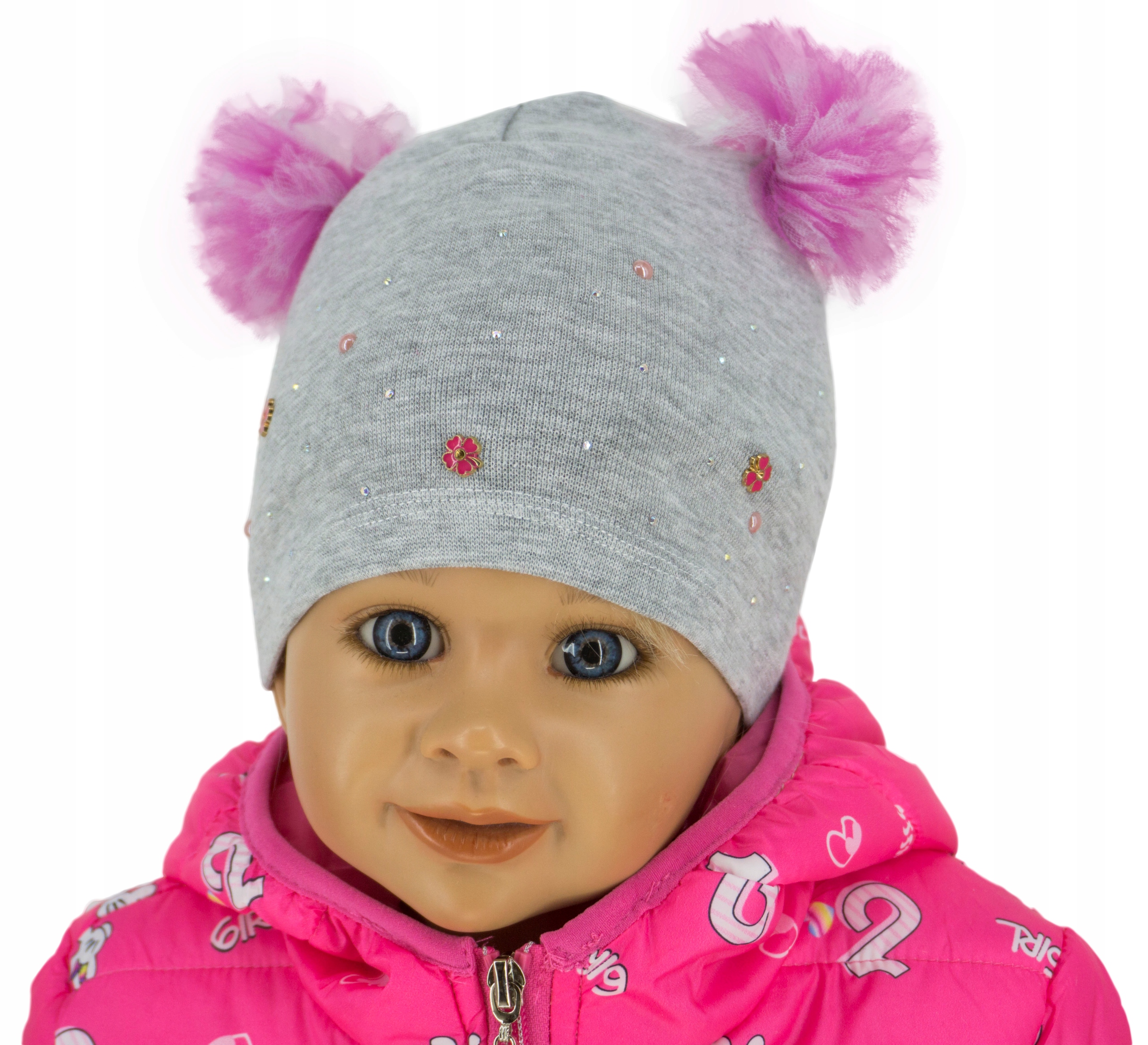 

RC173 Czapka z pomponami wiosna jesień Pl