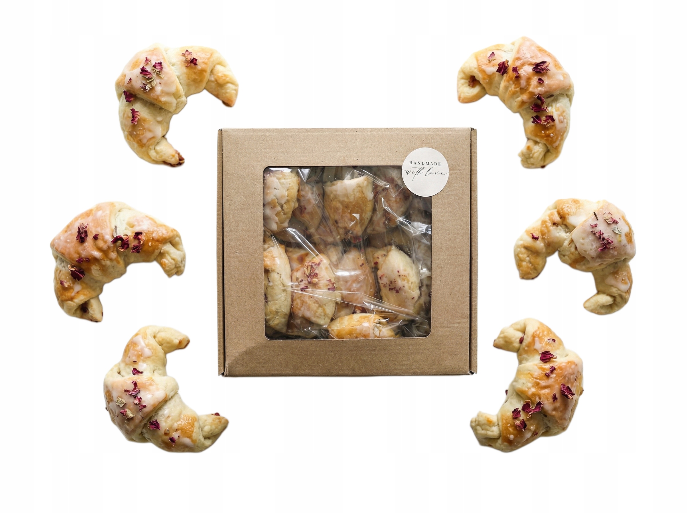 ROGALIKI Z NADZIENIEM RÓŻANE RZEMIEŚLNICZE DOMOWE CIASTKA MINI KRUCHE 1 KG