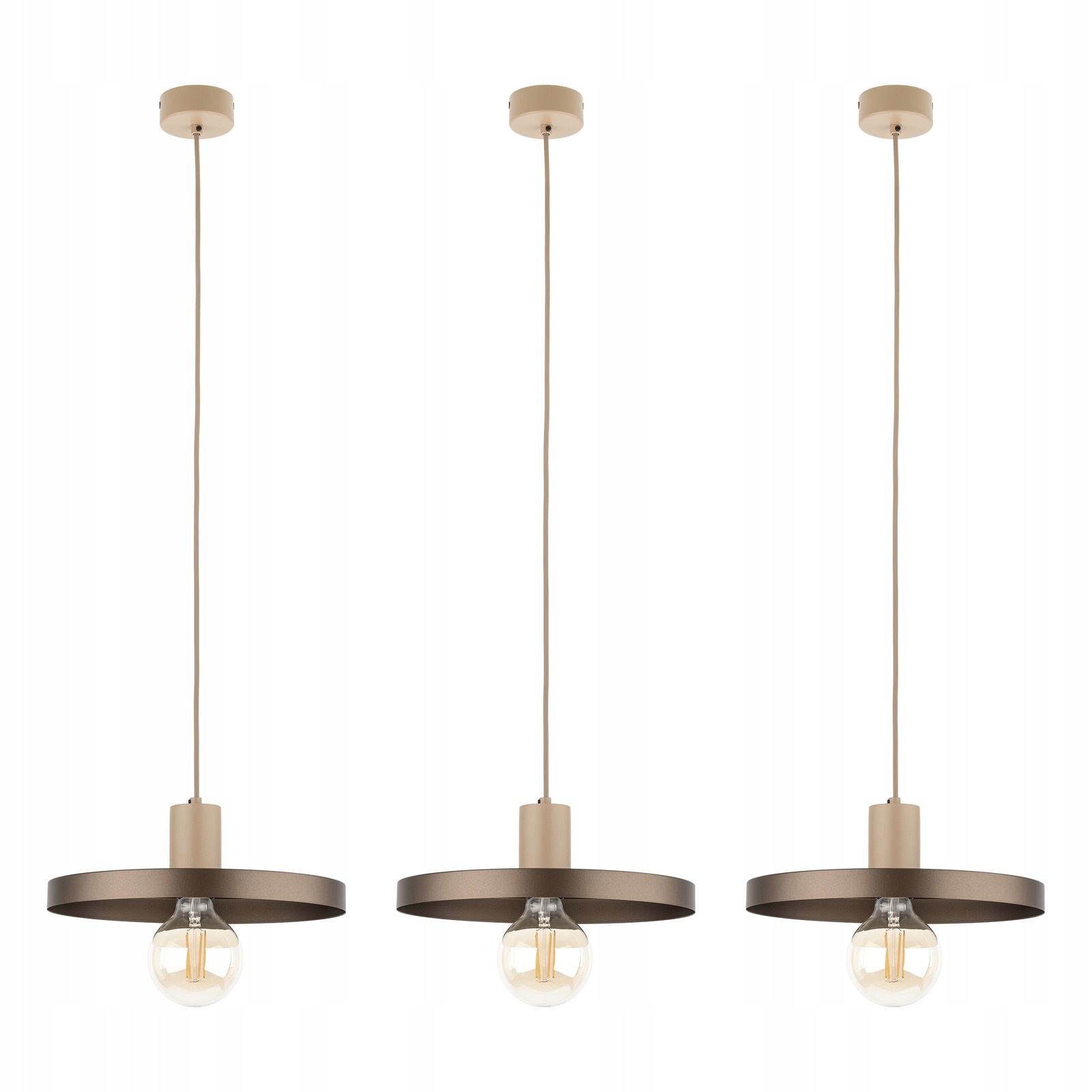 Tk Lighting Sada 3x Závěsná stropní lampa Stropní Svítidlo Hnědá Sila E27