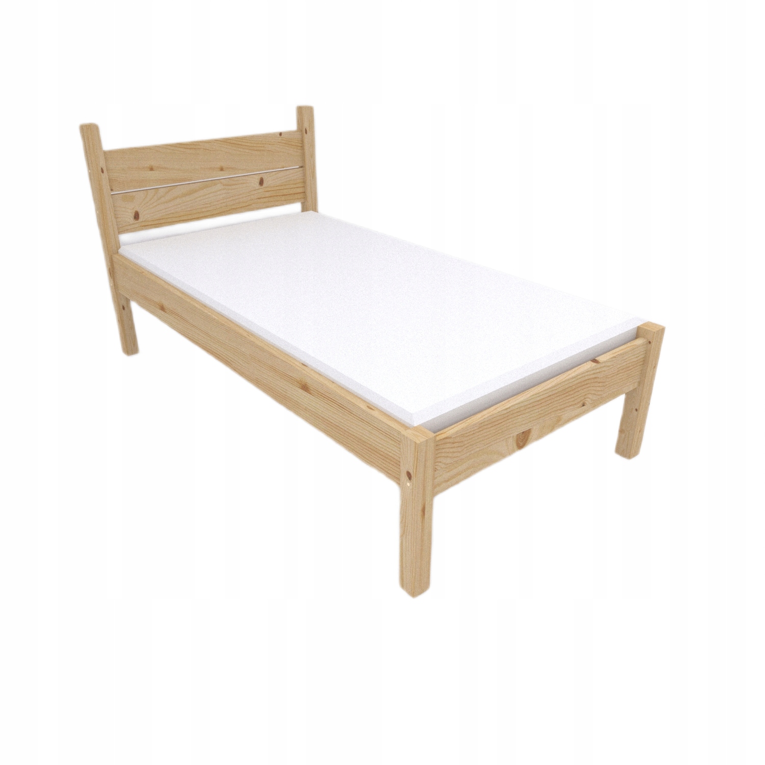 Dřevěná postel 100x180 s roštem Vysoká Surová Trvanlivá Jednoduchá Přírodní