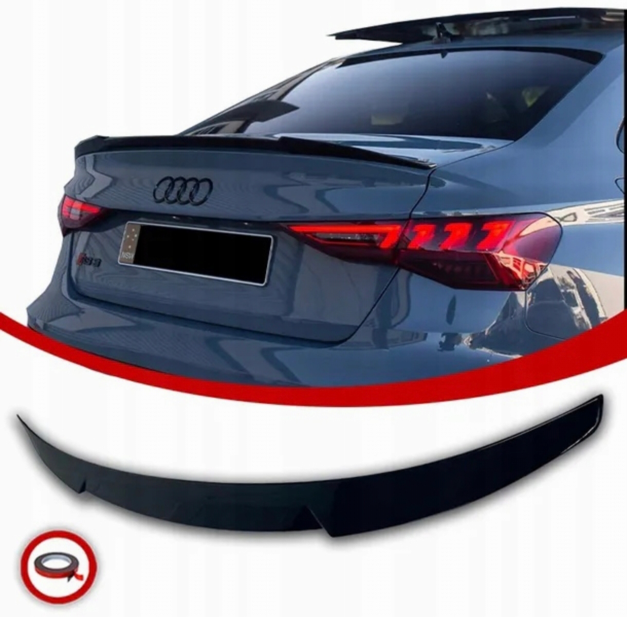 Audi A3 8Y Spoiler Zadní Krytka M4 Vzhled Černý Lesk
