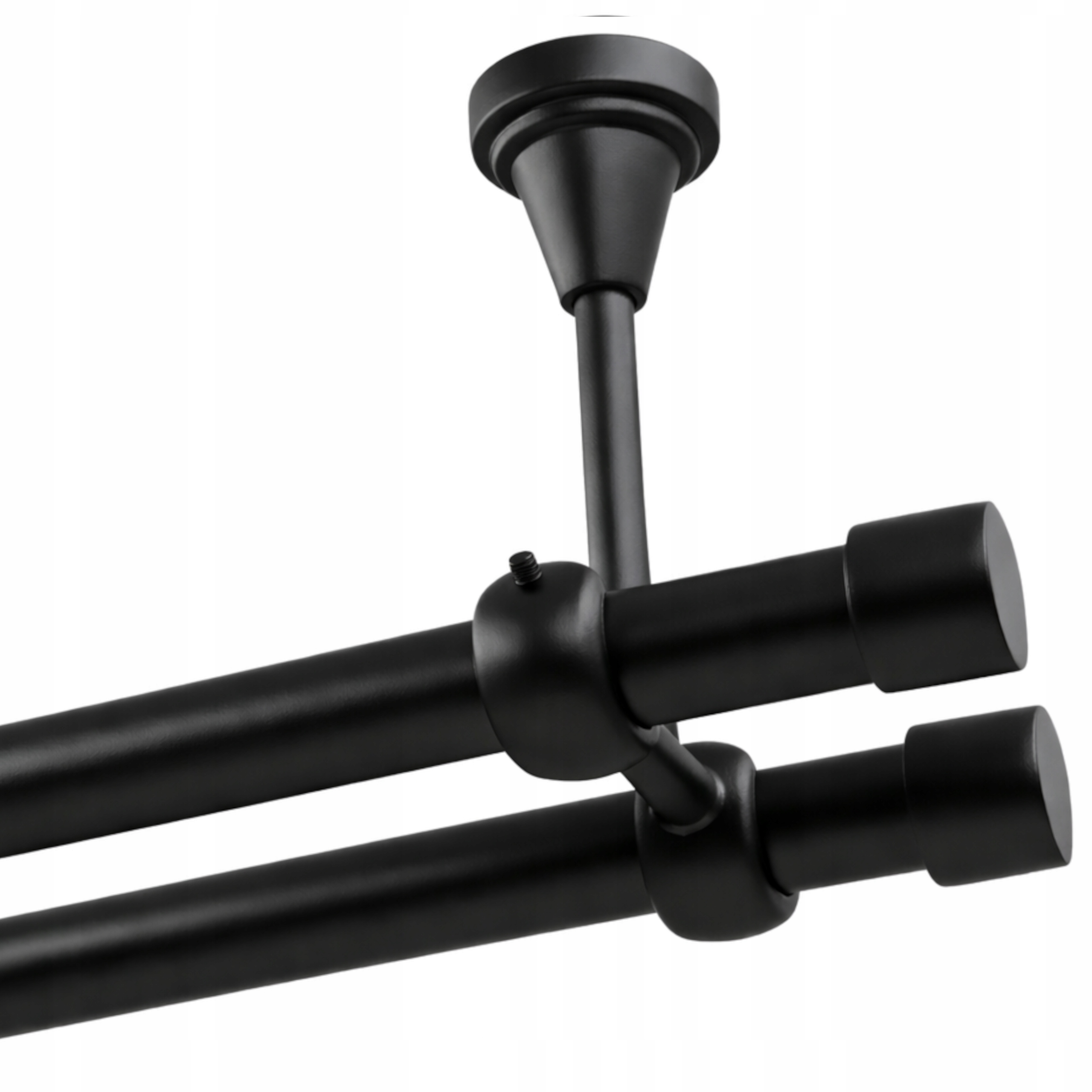 Garnýž dvojitá Metal Stropní 19+19mm Černý Mat 360cm Luna Bez Koleček