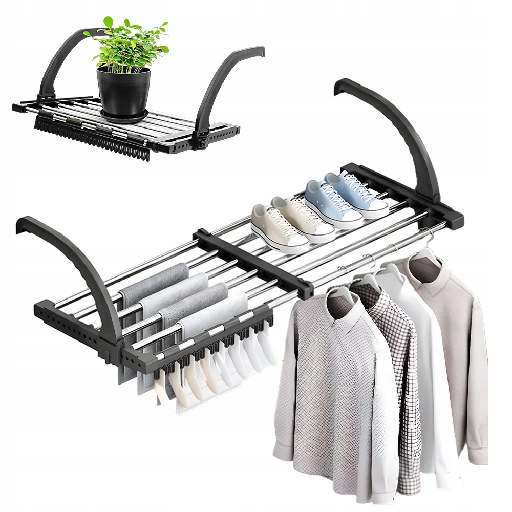 Levně Sušák Roztahovatelná Na Prádlo 17 Háčků Nerezová Ocel Balkon Koupelna