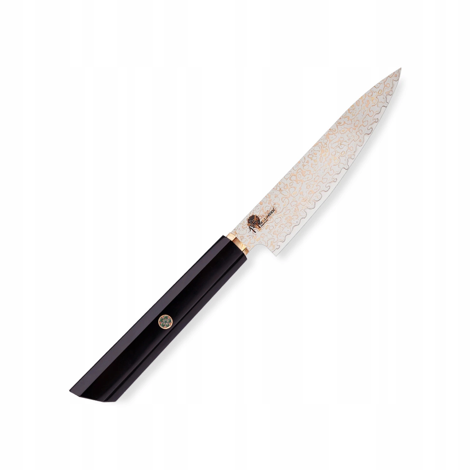 Malý lúpací nôž Utility 130 mm Dellinger Resin Black Gold Damascus