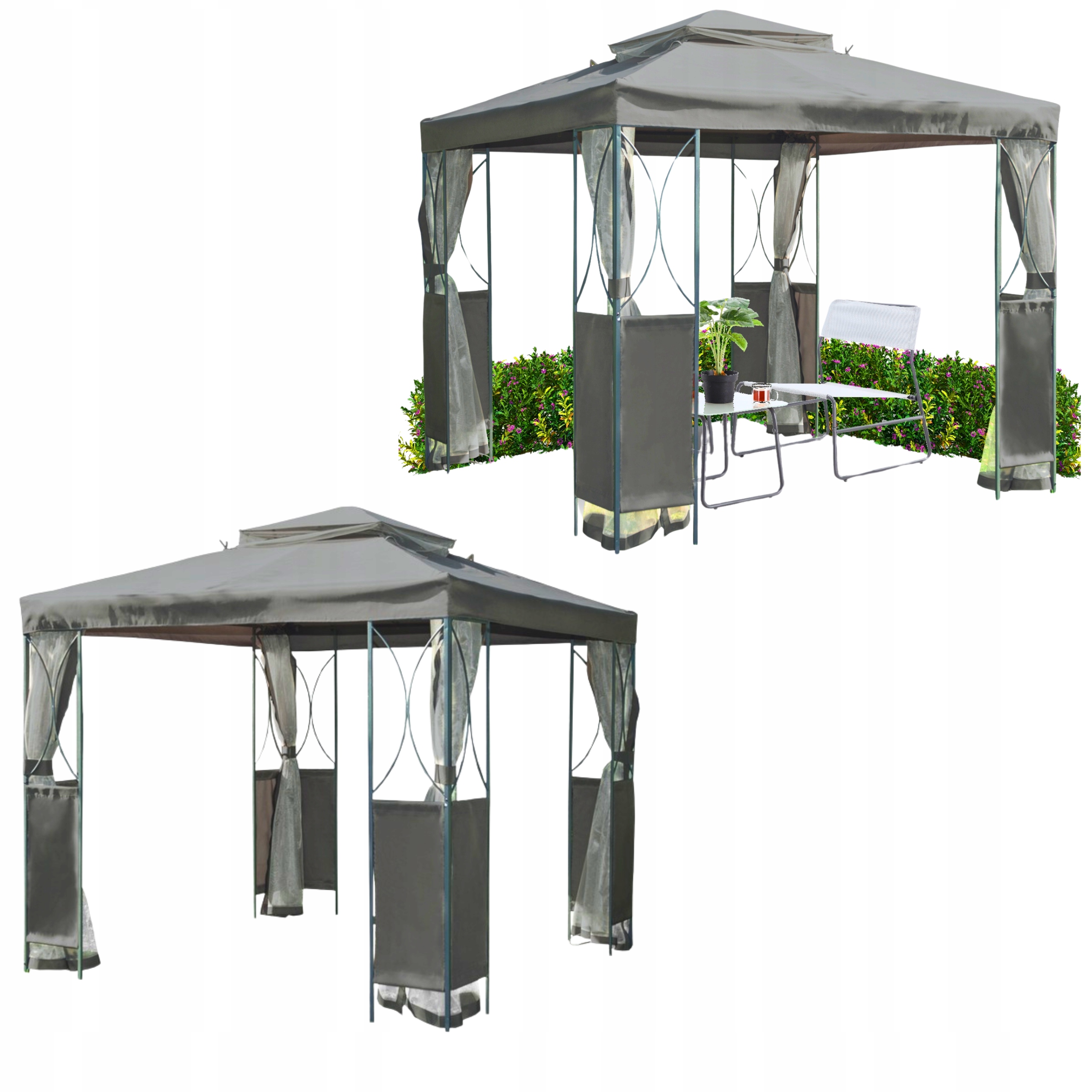 Altán Zahradní párty pavilon s moskytiérou 2,5x2,5x2,7 m Šedá