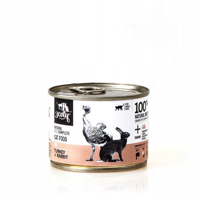 3Coty Turkey Rabbit mokré krmivo pro dospělé kočky 6 x 180 g