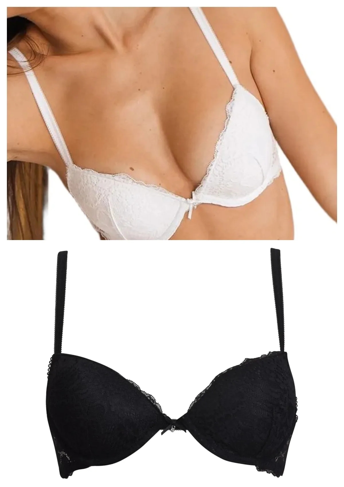 Sielei Allure 2674 krajková push-up podprsenka 2 ks bílá černá 70B