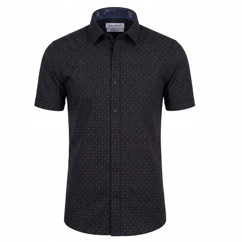 Ego Man košile pánská RE307-05 regular fit krátký rukáv M černá