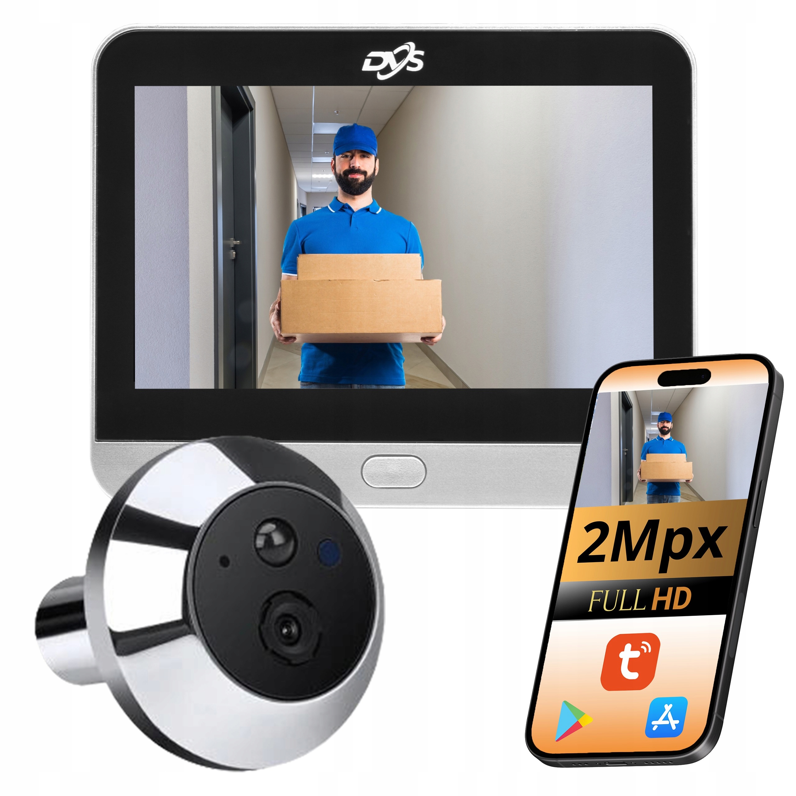 Kamera Kukátko pro elektronické dveře WiFi Tuya Monitor 4,3 DVS-VDV140M-T