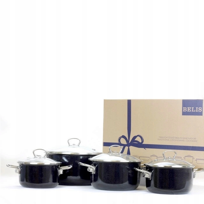 Belis Sada smaltovaného riadu Premium Čierny 4-dielna