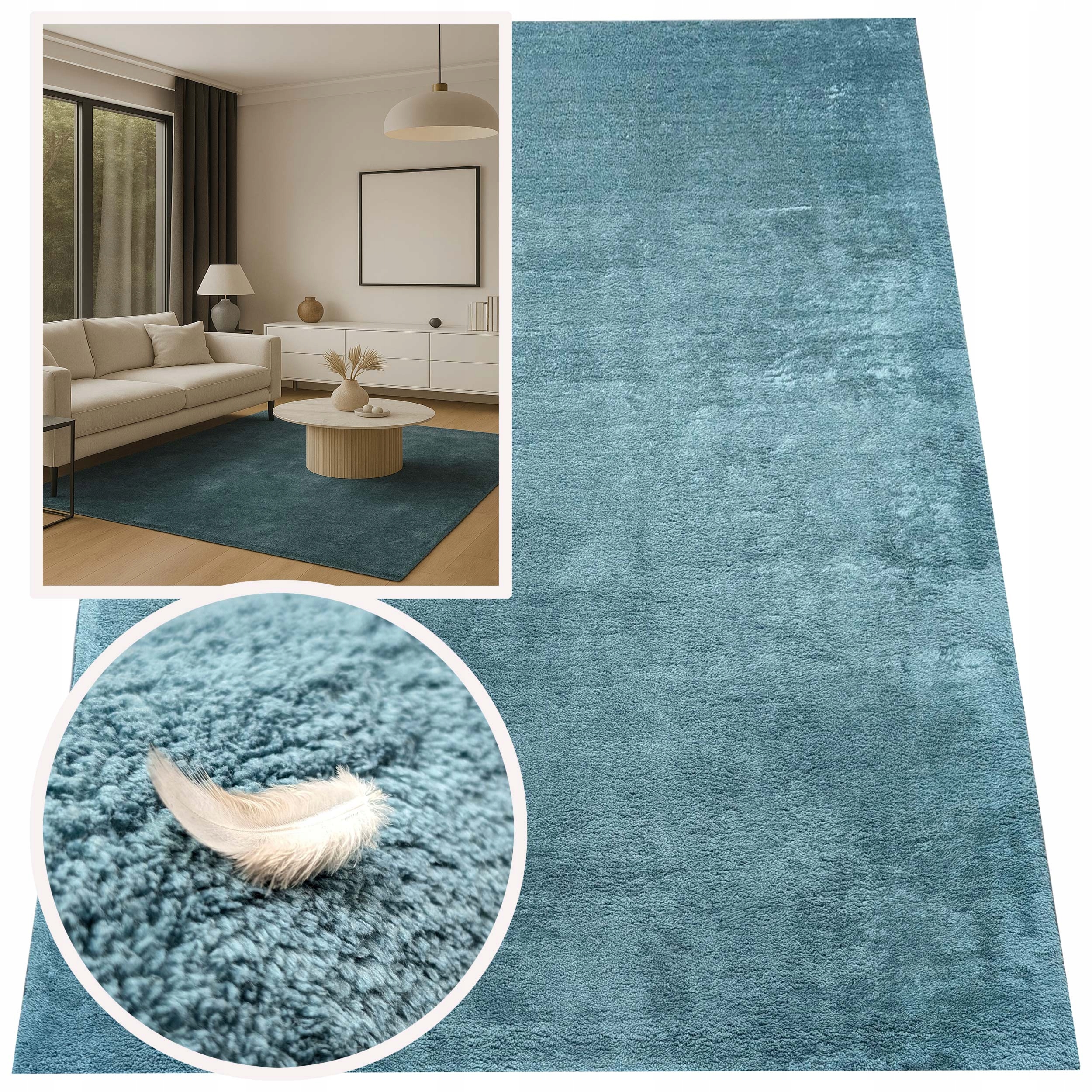 Modny Dywan Blue Miły Pluszowy Styl Art Home Antypoślizg 1,2*1,6 m