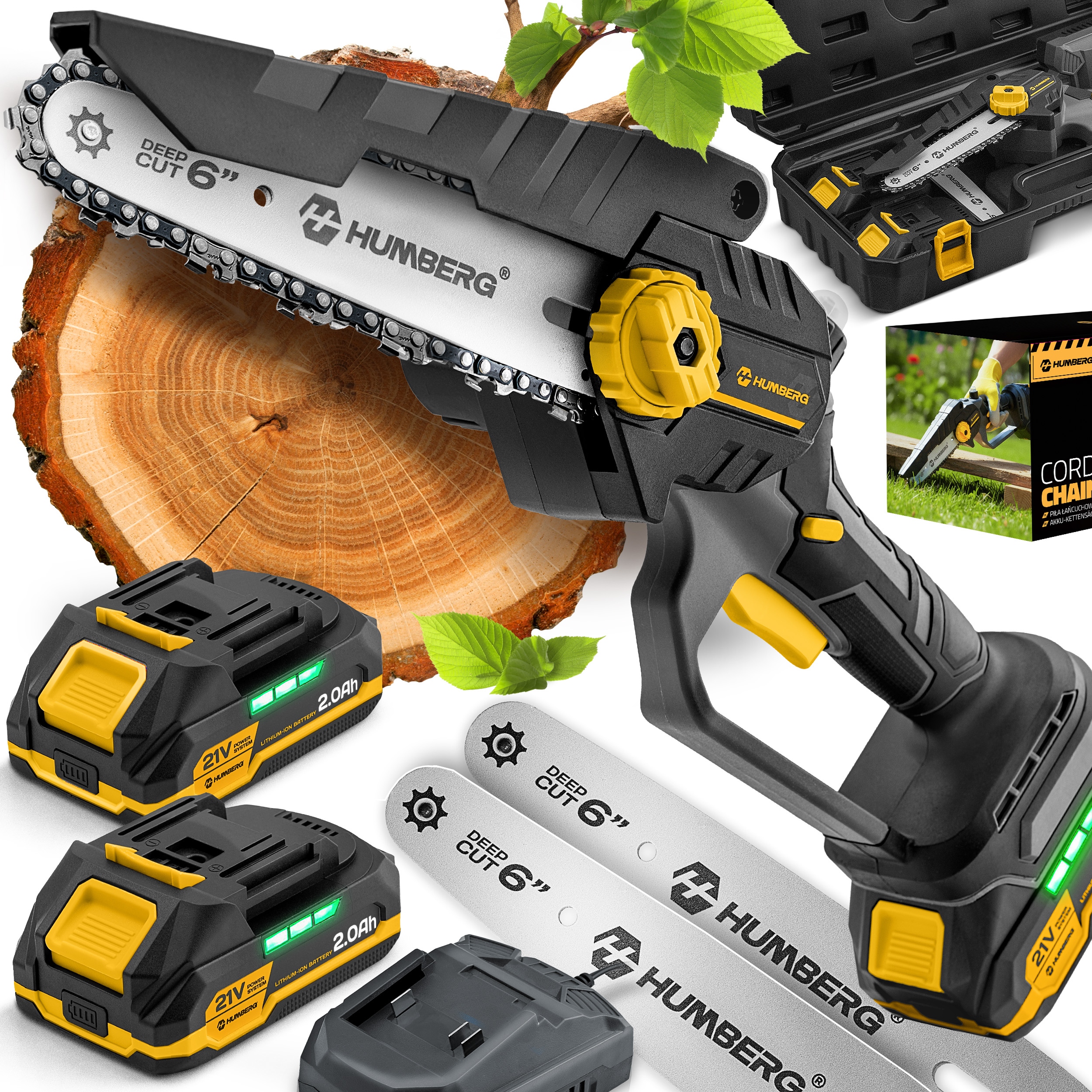 Piła Łańcuchowa Akumulatorowa Pilarka Gałęziówka Bezszczotkowa Mocna 2x Aku