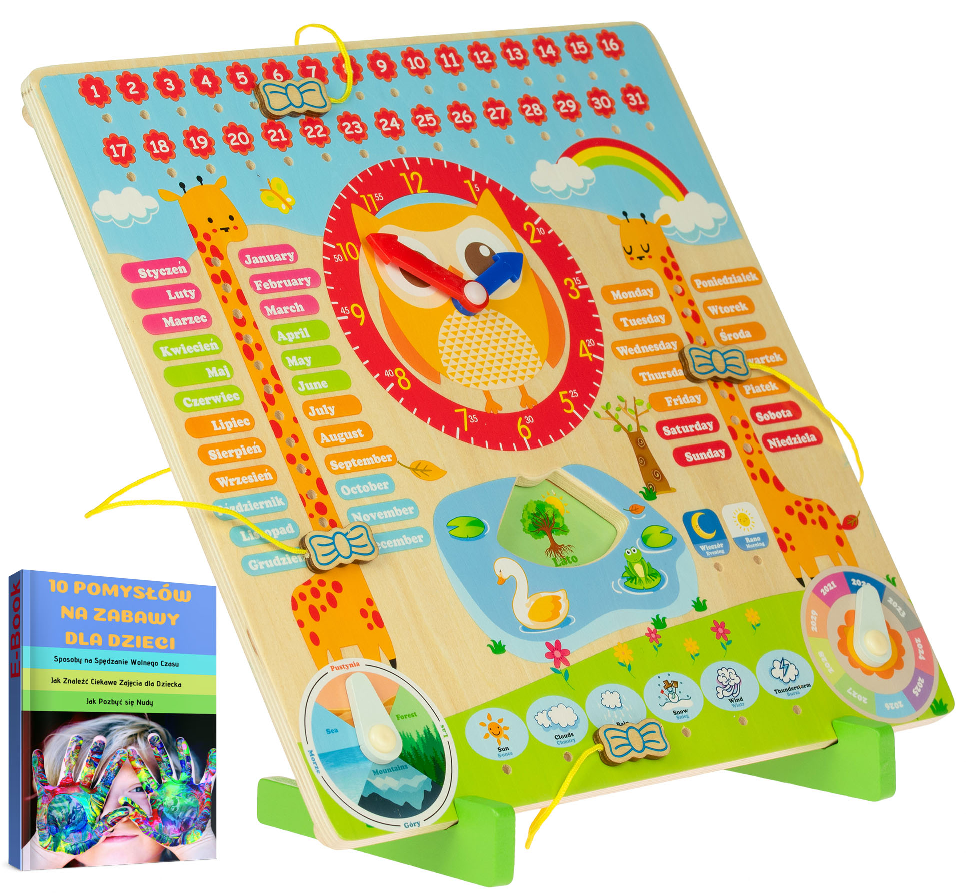 

Tablica Edukacyjna Manipulacyjna Zegar Dni Dzieci