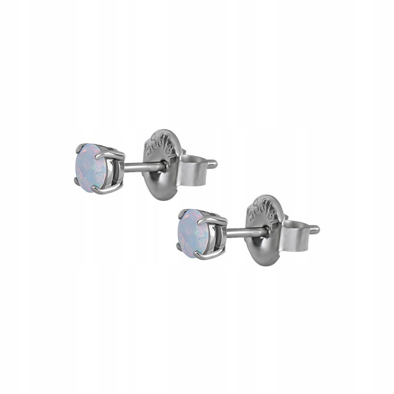 SS316L Kolczyki do uszu opal WH 4mm