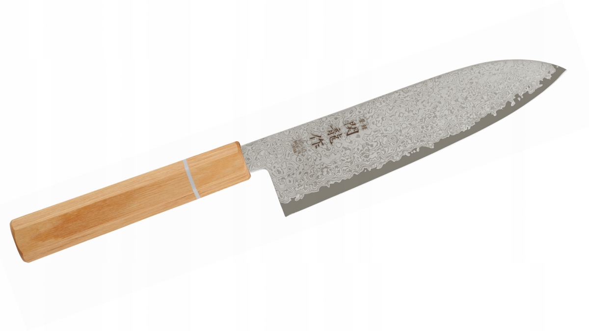 Kuchynský Nôž Sekiryu Mokuzai Santoku 180 mm, oceľový, drevený