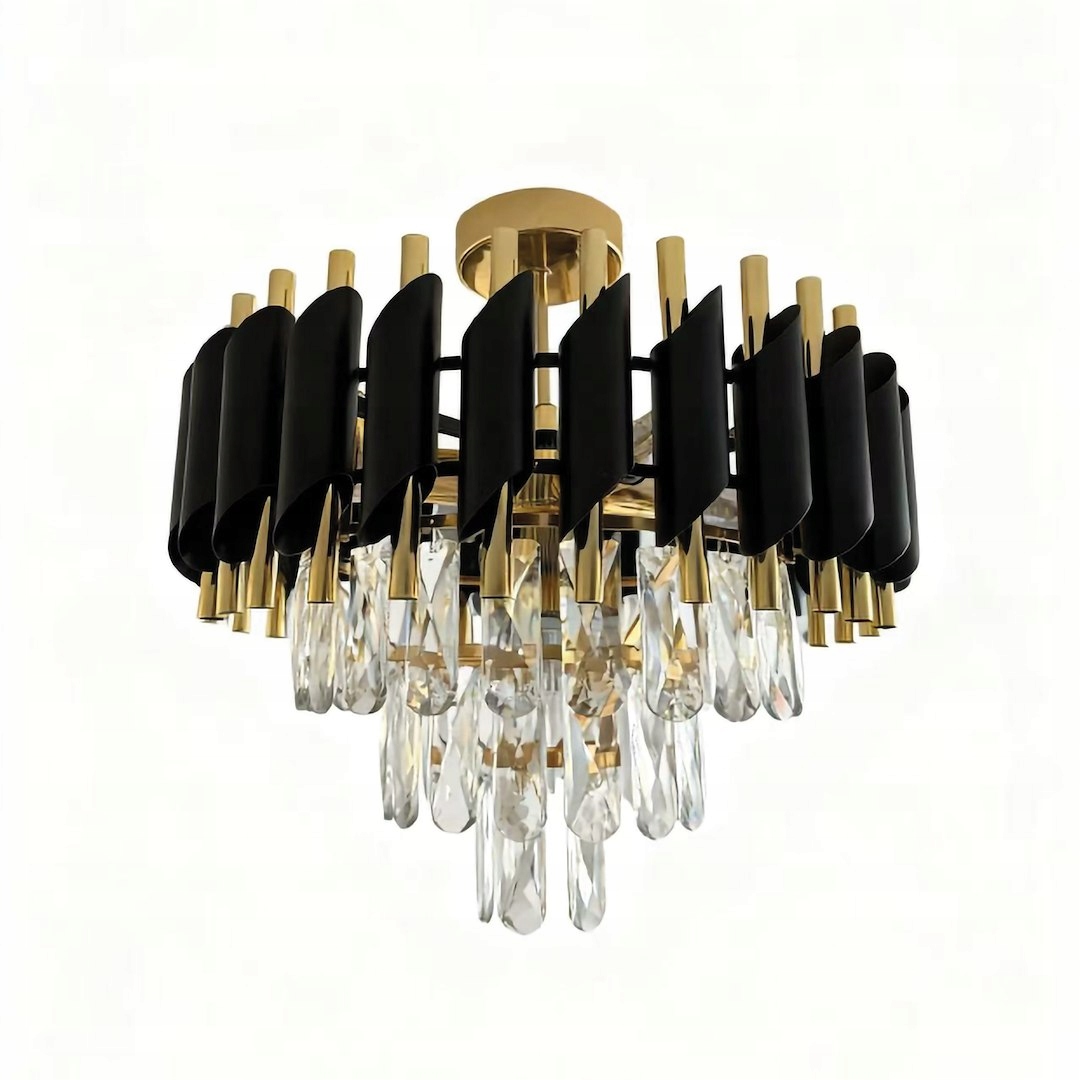 Lustr Cristal 5xE14 zlatý černý křišťálový stropní svítidlo Milagro ML2562 Salon