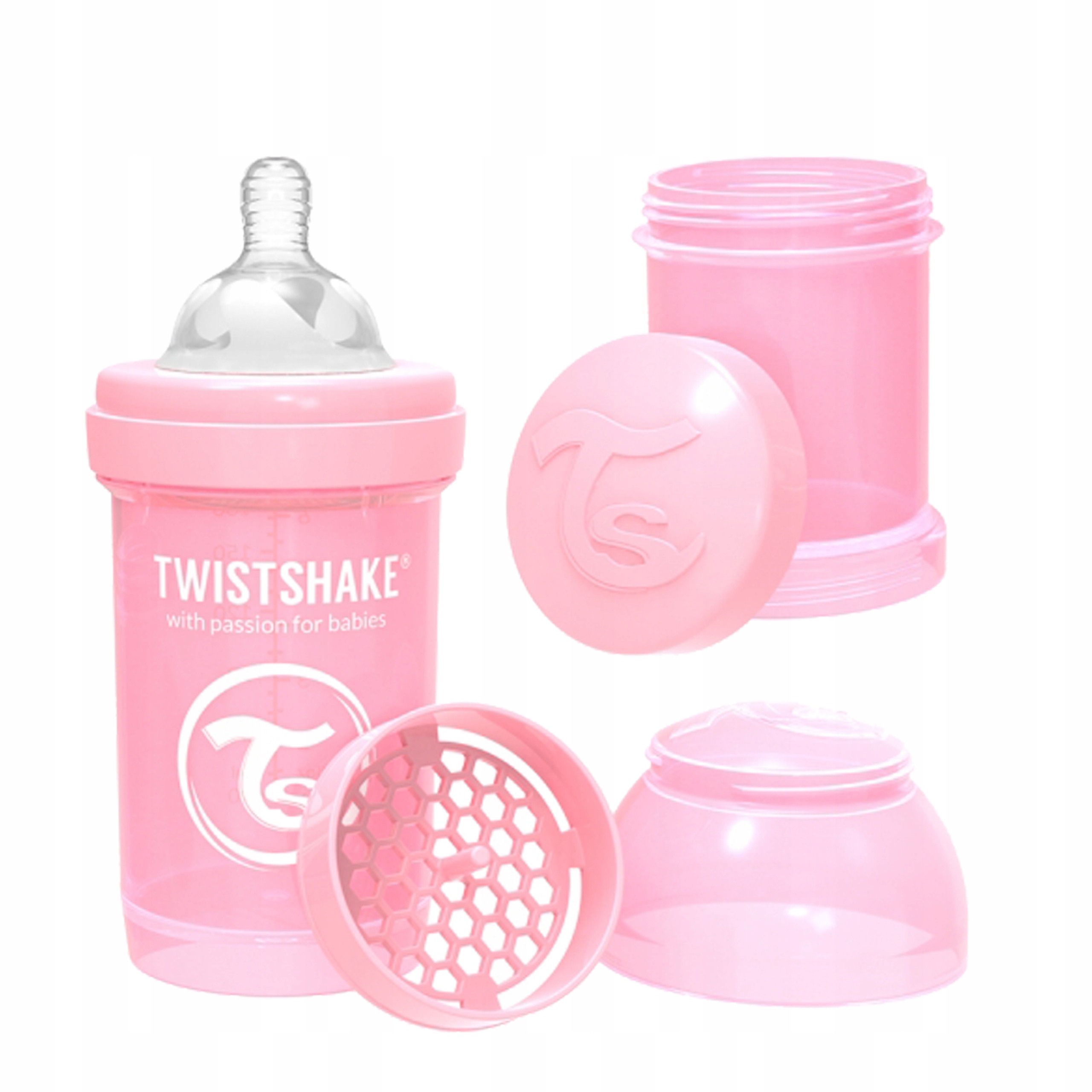 

TwistShake Butelka antykolkowa 180ml różowa 0m+