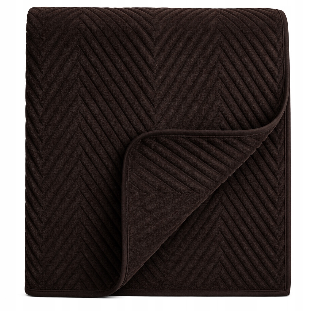 Narzuta kapa na łóżko kanapę pikowana welurowa 200x220 czekoladowa brązowa