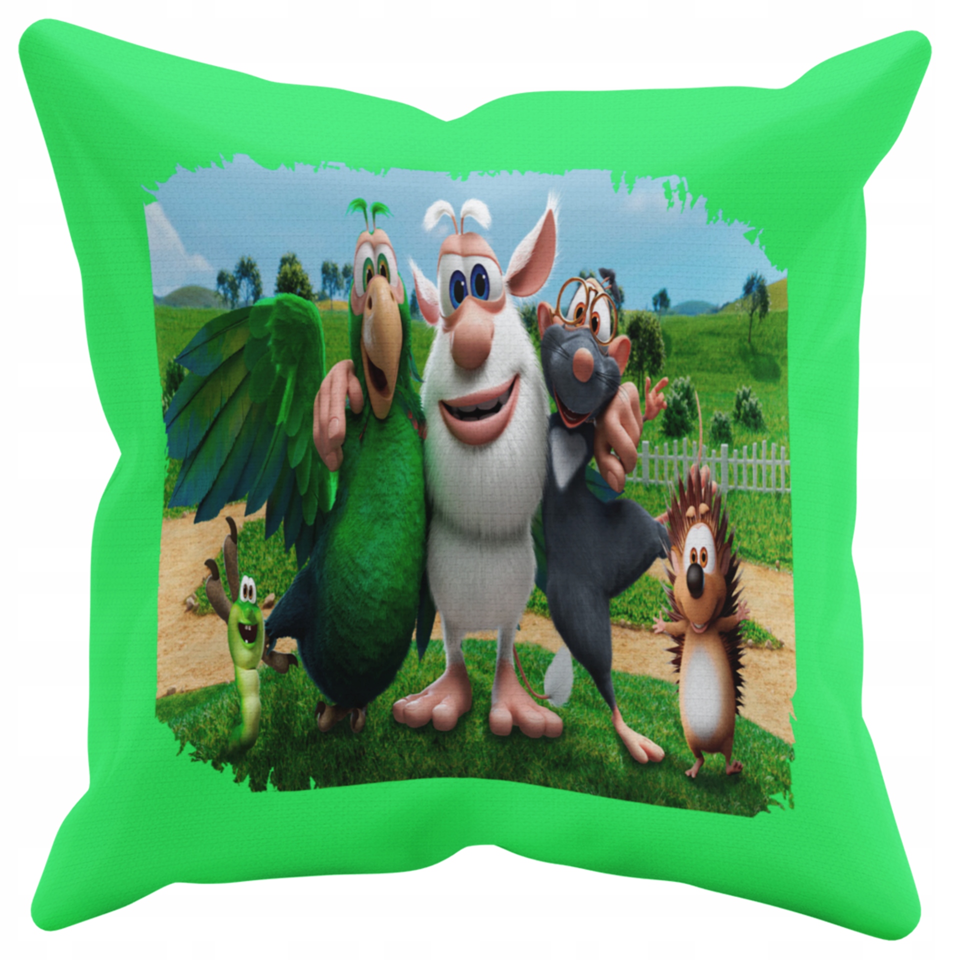 POSZEWKA NA PODUSZKĘ JAŚKA DO PRZEDSZKOLA BOOBA + IMIĘ GRATIS Kolor dominujący odcienie zieleni