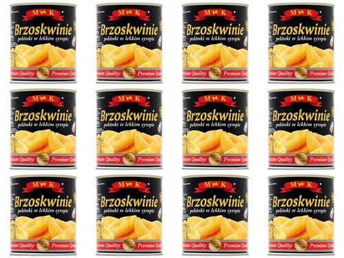 Levně Mk Broskve v plechovce Půlky v lehkém sirupu Šťavnatá dužina 820 g