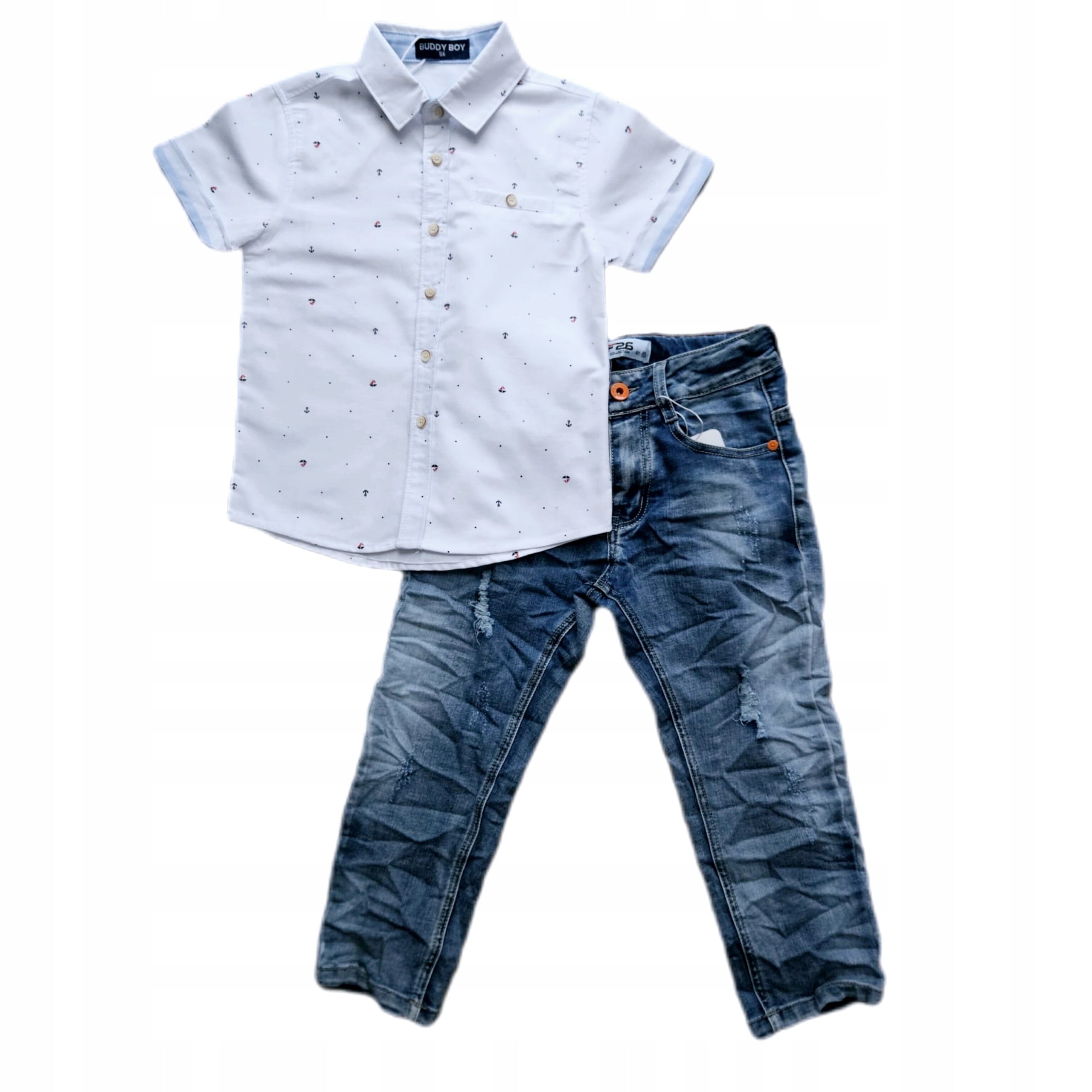 Elegancka koszula chłopięca krótki rękaw biała 3 lata Rozmiar (new) 98 (93 - 98 cm)